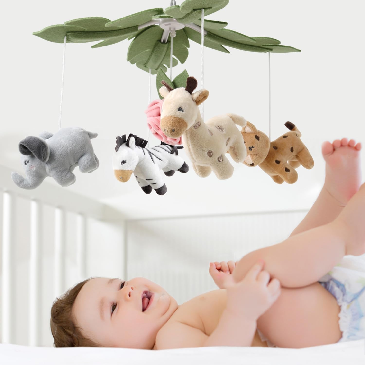 The Peanutshell Crib Mobile for Girls - Soft Pink Musical Baby Crib Mobile with 12 Lullabies, Cute Animal Baby Mobile Crib Wildest Dreams Wildest Dreams Nursery Decor