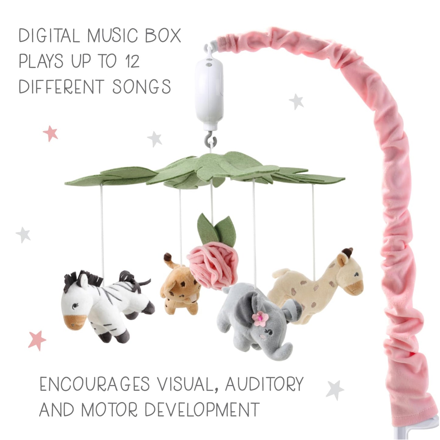 The Peanutshell Crib Mobile for Girls - Soft Pink Musical Baby Crib Mobile with 12 Lullabies, Cute Animal Baby Mobile Crib Wildest Dreams Wildest Dreams Nursery Decor