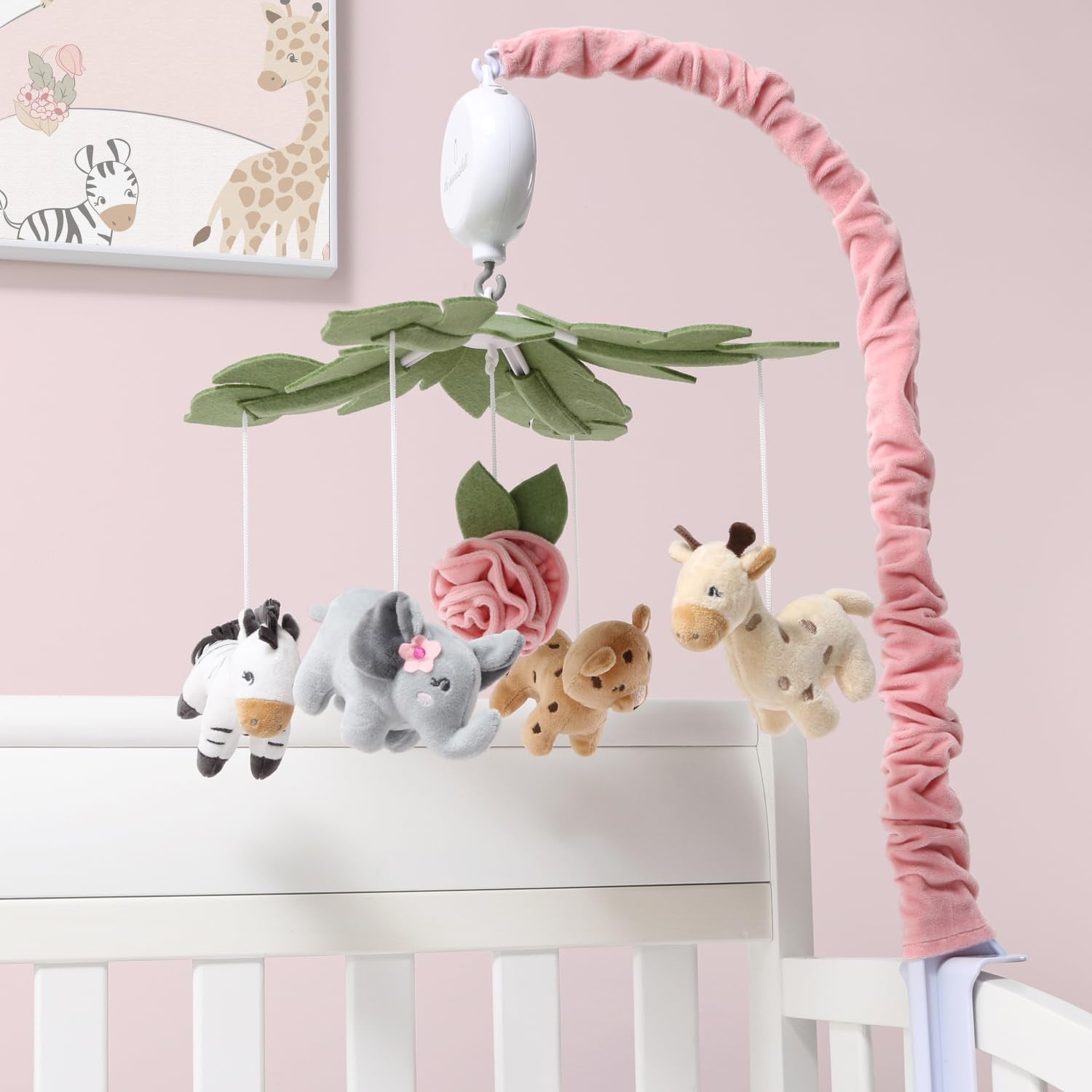 The Peanutshell Crib Mobile for Girls - Soft Pink Musical Baby Crib Mobile with 12 Lullabies, Cute Animal Baby Mobile Crib Wildest Dreams Wildest Dreams Nursery Decor