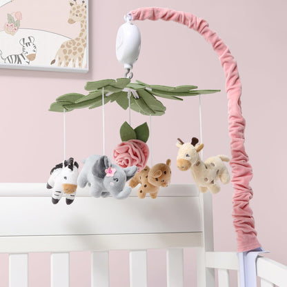The Peanutshell Crib Mobile for Girls - Soft Pink Musical Baby Crib Mobile with 12 Lullabies, Cute Animal Baby Mobile Crib Wildest Dreams Wildest Dreams Nursery Decor
