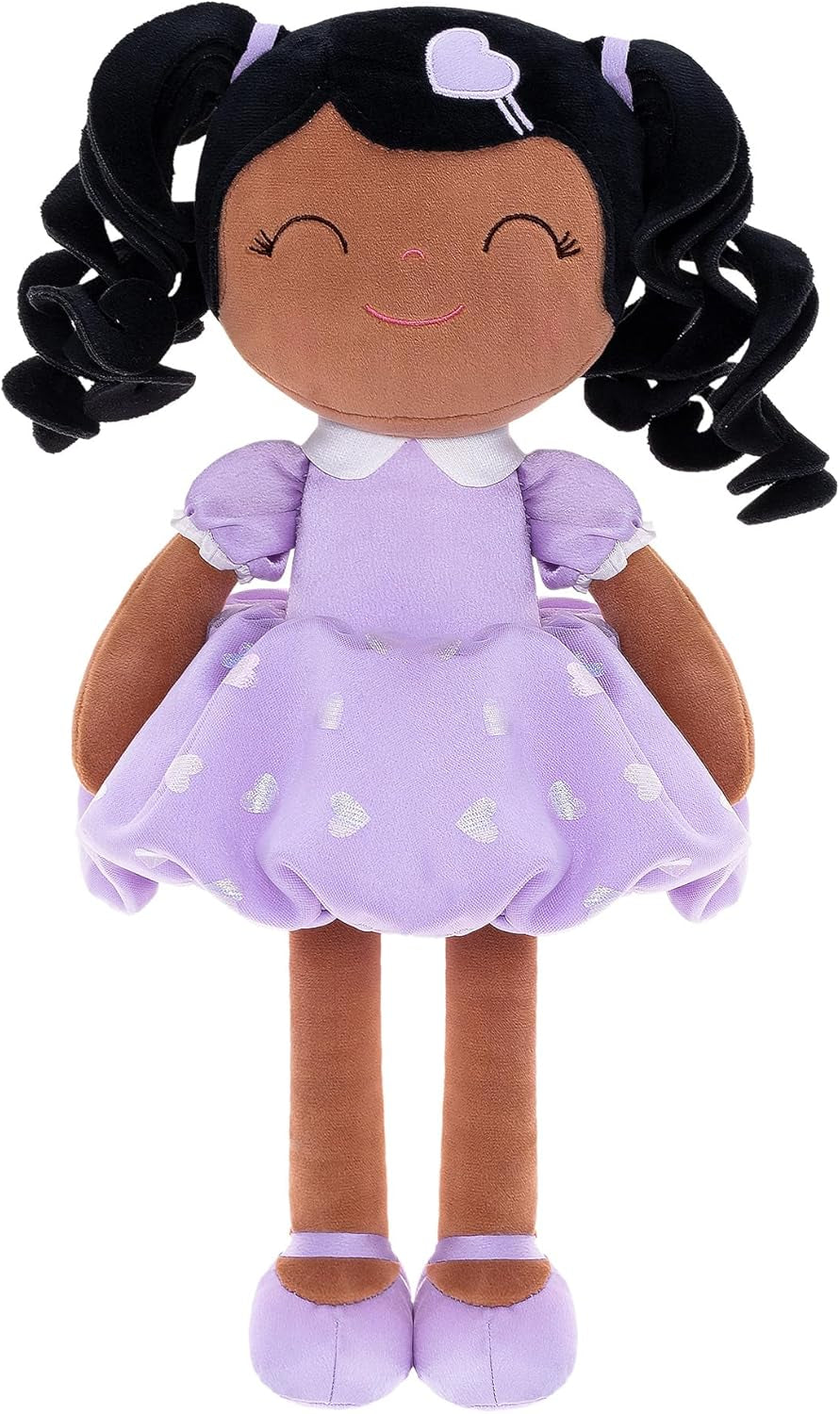 Gloveleya Baby Dolls Soft Snuggly Curly Hair Ballerina Doll First Baby Girl Gifts Plush Tanned Ballet Doll with Lace Mesh Dress Golden 14Inches Ballerina Series